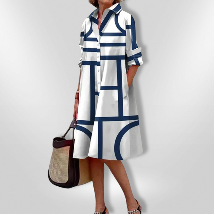 Saeliva | Midi Dress With Geometric Pattern
