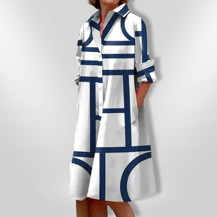 Saeliva | Midi Dress With Geometric Pattern