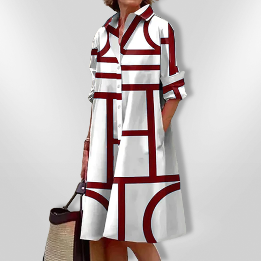 Saeliva | Midi Dress With Geometric Pattern