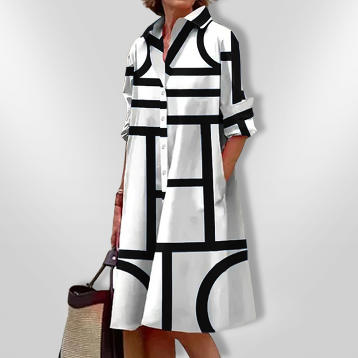 Saeliva | Midi Dress With Geometric Pattern