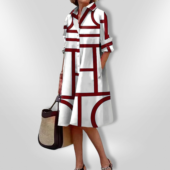 Saeliva | Midi Dress With Geometric Pattern
