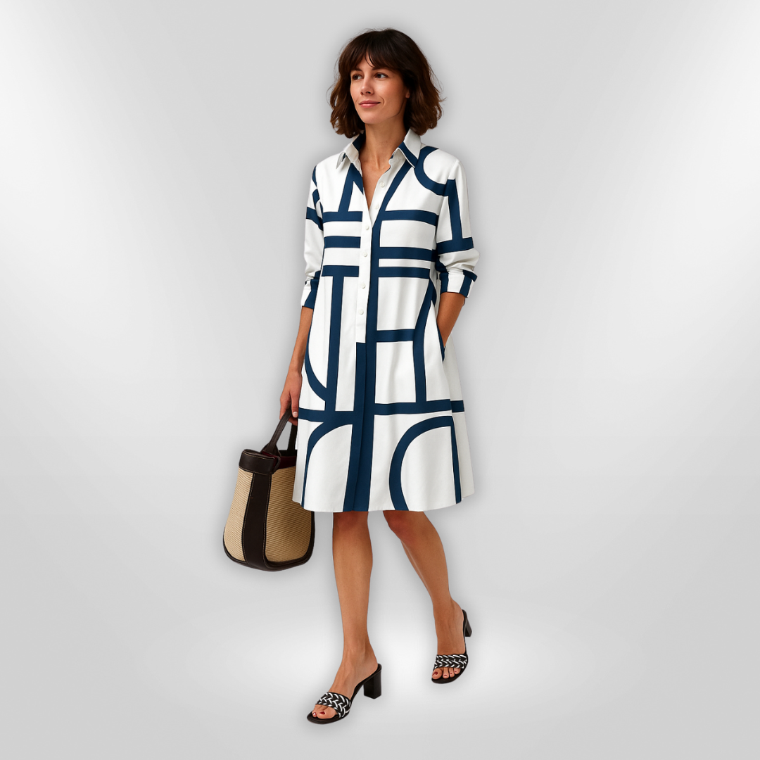 Saeliva | Midi Dress With Geometric Pattern
